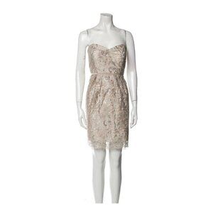 Jenny Yoo Collection Gold Lace Strapless Formal Dress (Size M)